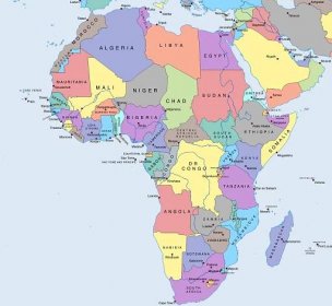 Politická mapa Afrika státy světa politická