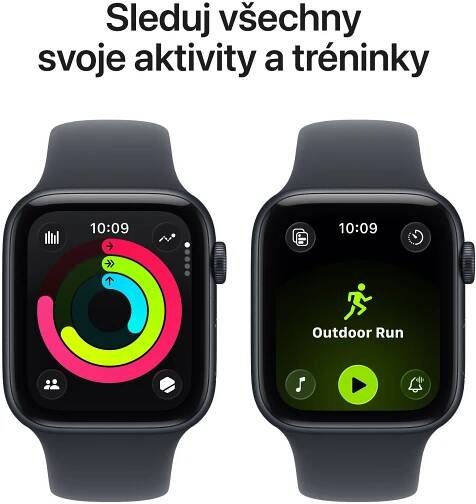Apple Watch SE 3 44mm Temně inkoustový hliník s temně inkoustovým sportovním řemínkem - M/L