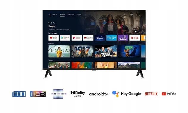 Televízor 32 TCL 32S5400AF FULL HD ANDROID TV HDR DVB-T2 WI-FI Uhlopriečka obrazovky (palce) 32"