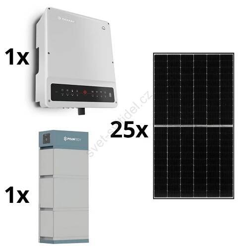 Solární sestava GOODWE - 8kWp JINKO + 8kW GOODWE hybridní měnič 3f +10,65 kWh baterie PYLONTECH H2