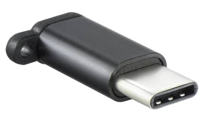 OEM adaptér Micro USB - USB-C černý s poutkem