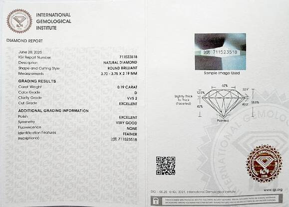 zlaté diamantové náušnice 0.38ct D/VVS2 s IGI certifikáty | VVDiamonds