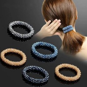 Dámské módní křišťálové korálky Pružné prsteny do vlasů Air Bands Bling Scrunchies Vlasové doplňky