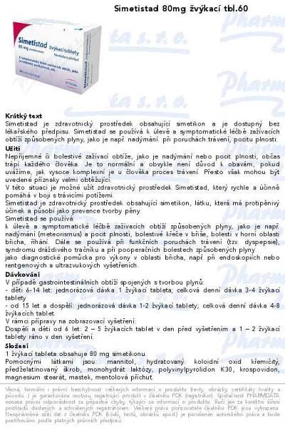 Simetistad 80mg ľvýkací tablety tbl.60 | SOS lékárna online, internetová lékárna, léky
