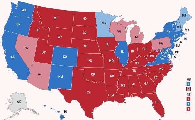 Volby v USA: Mapa s výsledky a jejich převod na volitele - Seznam Zprávy