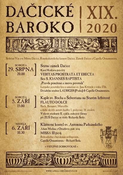 Dačické Baroko 2020 a Hradozámecká noc na dačickém zámku 29. 8. - Dačice