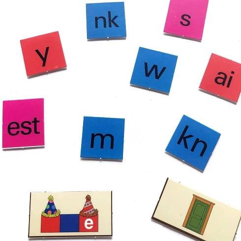 Spelling tiles: vowel, vowel team, consonant, consonant team, etc.