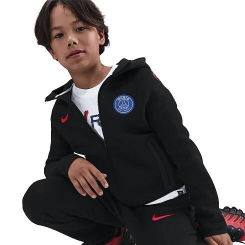 PSG Nike Tech Fleece Hoodie - Black - Kids