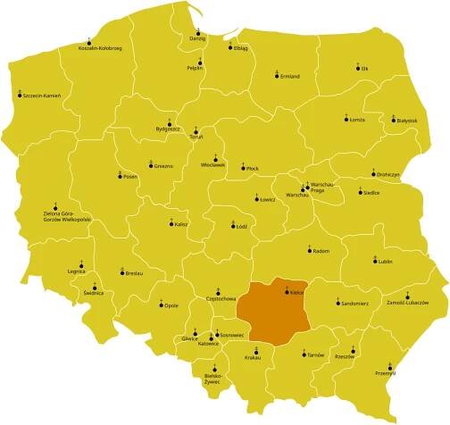 Diecéze kielecká na mapě