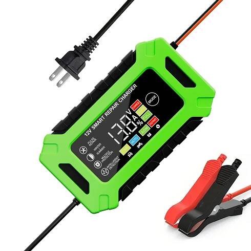[Car Battery Charger Heavy Duty]For Car, Truck, Vehicles, Motorcycles (AGM/GEL/Lead-Acid), Fireproof ABS And Battery Desulfator for 2Ah-150Ah Battery.