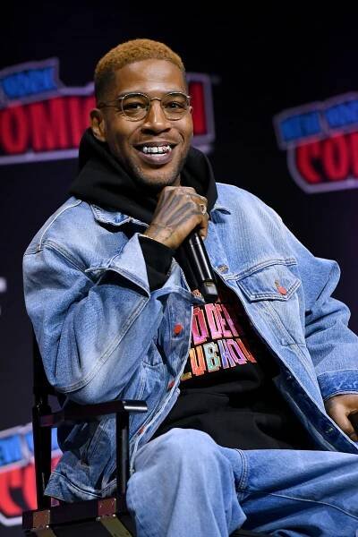 Kid Cudi speaks onstage at the Star Trek Universe panel during New York Comic Con 2023 - Day 3 at Javits Center on October 14, 2023 in New York City. 