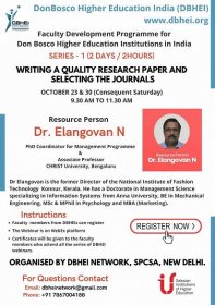 WRITING A QUALITY RESEARCH PAPER AND SELECTING THE JOURNALS, DonBosco Higher Education India (DBHEI)