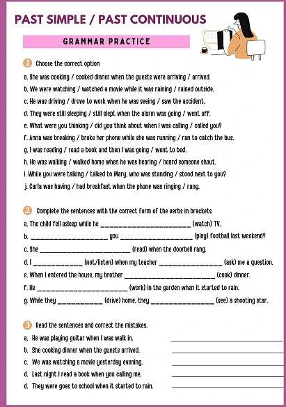 Past Continuous Tense Exercises and Worksheets 1
