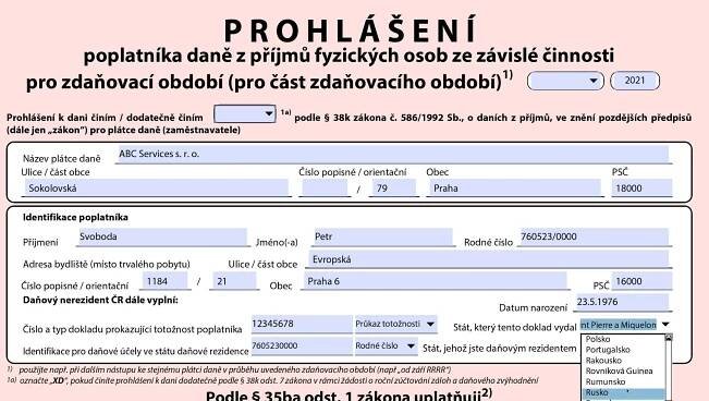 Video manuál - Prohlášení poplatníka na rok 2021 | E-Consulting Czech