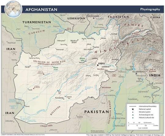 Afghanistan Map and Satellite Image