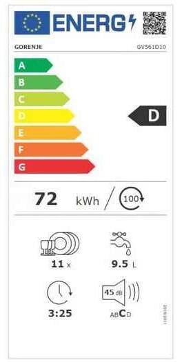 Gorenje GV561D10 energetický štítek
