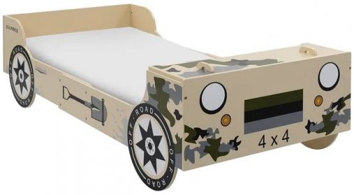 Greatstore Dětská postel ve tvaru terénního auta 90 x 200 cm maskáčová