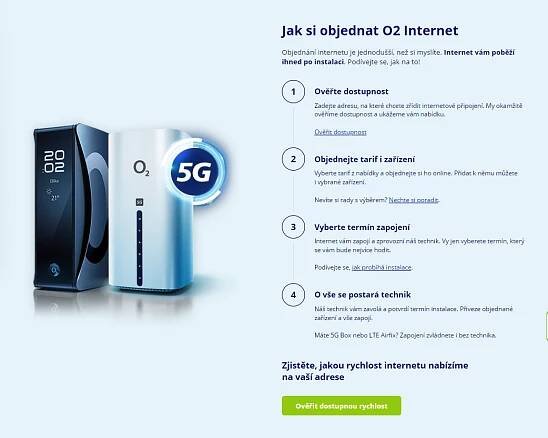 Objednávka internetu od O2