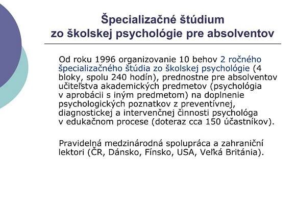 PPT - Vývoj školskej psychológie na Slovensku PowerPoint Presentation - ID:283175
