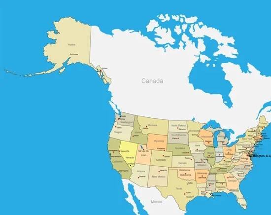 The United States of America - vector map United States (USA) - illustration — Ilustrace