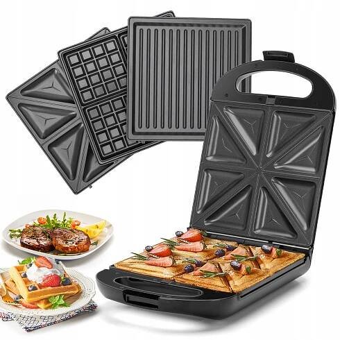 SENDVIČOVAČ TOUSTOVAČ VAFLOVAČ 3W1 1200W Taylor Swoden Černý