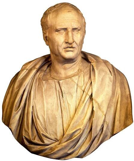 a marble bust depicting the great Roman orator Cicero