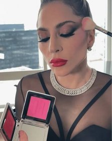 Exclusive photo of Sarah Tanno doing Lady Gaga's makeup for the 2023 Oscars 