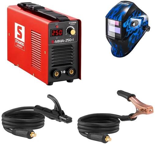 Svařovací set Elektrodová svářečka - 250 A - 230 V - IGBT + Svářecí helma - Sub Zero - EASY SERIES