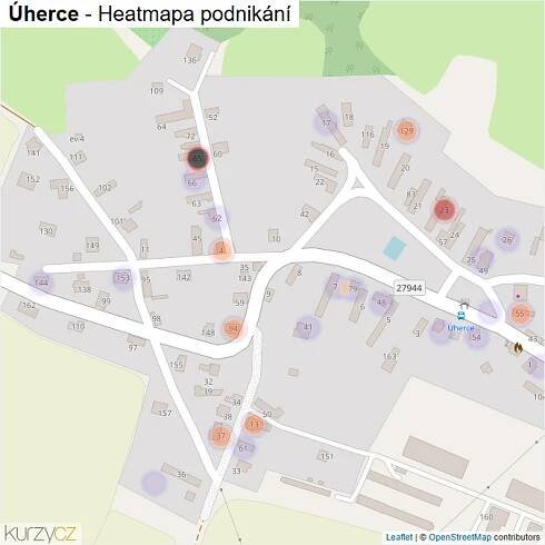 Mapa Úherce - Firmy v části obce.