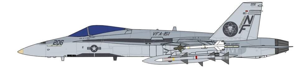 F/A-18A Hornet BuNo 162900 as NF-206 assigned to VFA-151 during the Gulf War aboard the USS Midway CV-41.