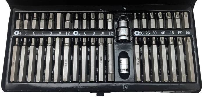 Sada bitů 1/2" a 3/8", Inbus, Torx a XZN, CrV, 40 dílů, Welzh