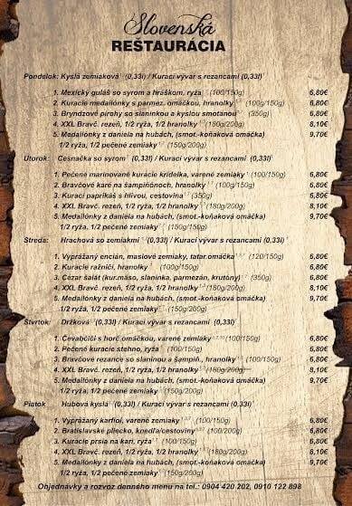Denné menu Trenčín - zoznam menu | restauracie.sk