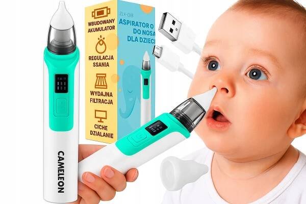 ASPIRÁTOR NA NOS UŠÍ Elektrický vysavač ODSÁVAČKA RÝMY Regulace výkonu Barva modrá