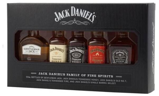 Jack Daniel's Family of Fine Spirits sada 39% 5 x 0,05 l (holá láhev)