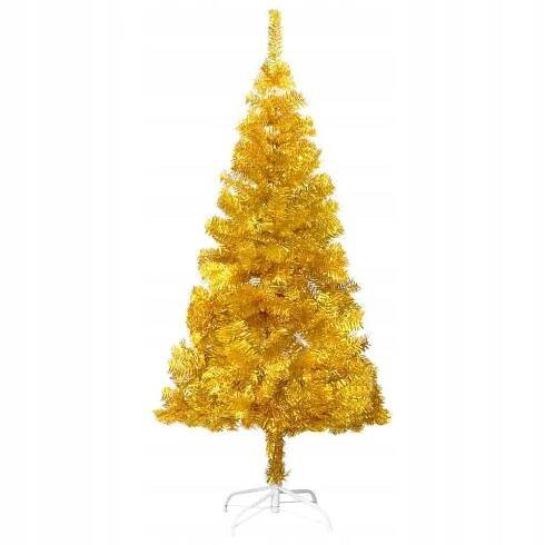 Zlatý umělý vánoční stromek na stojánku elegantní borovice 120 cm 230 větví