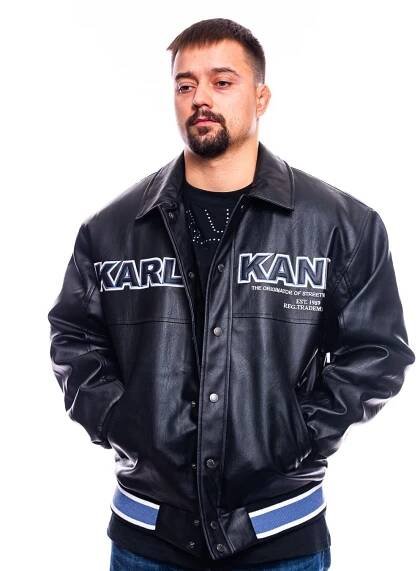 Bunda Karl Kani Bold Full PU Dragon College Jacket black - Snapbacks