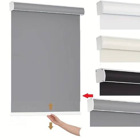 Cordless Blackout Roller Shades with Cassette Valance - Room Darkening Blinds for Bedroom, Living Room, Office - *, Polyester Fiber, W