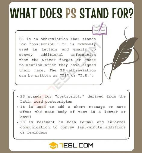 What Does PS Mean in Writing? • 7ESL