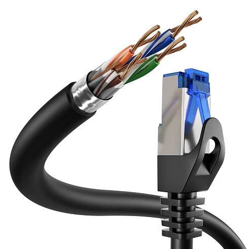 INTERNETOVÝ SÍŤOVÝ KABEL LAN ETHERNET PATCHCORD RJ45 S/FTP 10Gb CAT6a 20M Barva černá