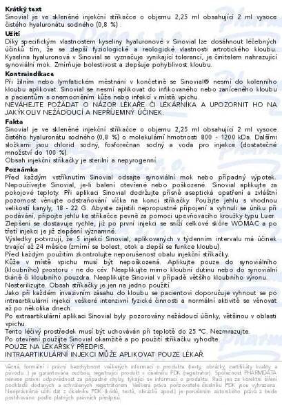 Sinovial 0.8% roztok elastoviskózní inj.1x2ml - Brněnská lékárna - Váš partner pro zdraví