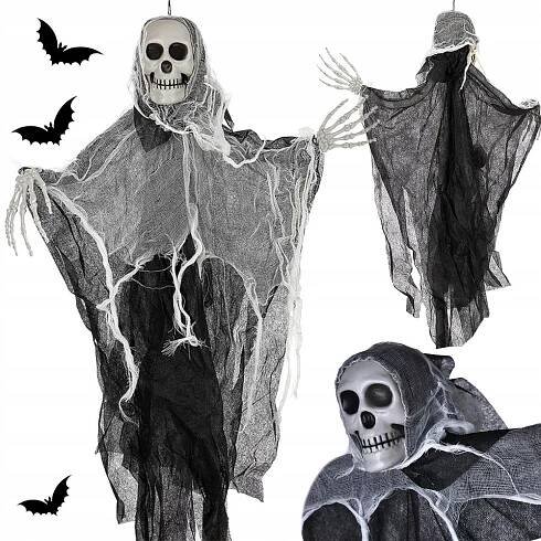 Halloweenská dekorace závěsná ozdoba duch kostra smrt přízrak lebka 80 cm