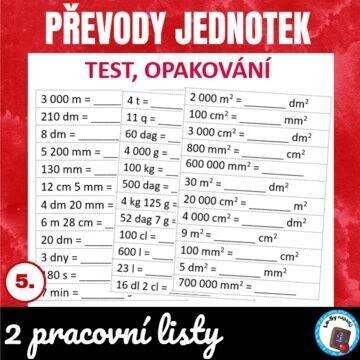 Převody jednotek - pracovní list - zdarma