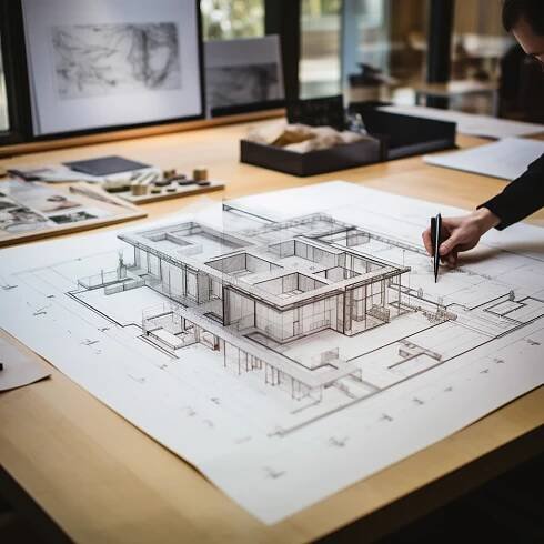 Architektenplan dreidimensionl