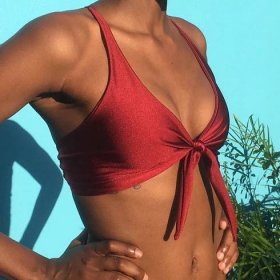Front knot bikini top, handmade swimsuit top, adjustable front tie bikini top, bikini knot swim top, handmade bathing suit top