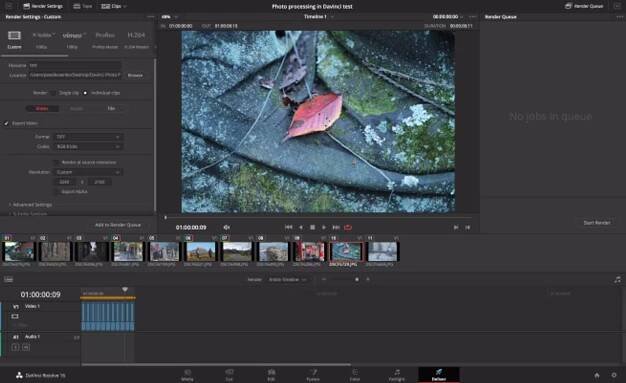 Editing photos in DaVinci Resolve