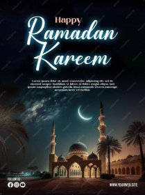 Ramadan poster with photo of beautiful mosque