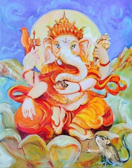   Traditional Ganesh  Acrylic 12" x 12" 