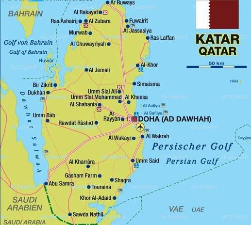 ▷ Katar: Mapa🗺️ – Kde je & leží Katar na mapě?
