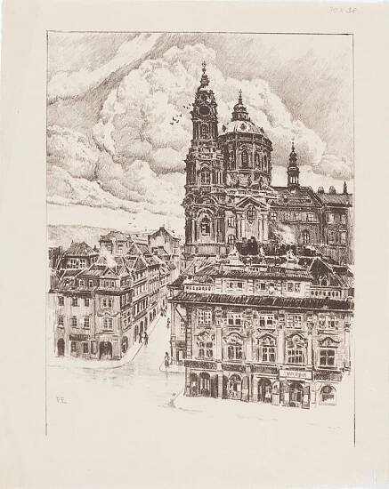Praha Sv.Mikuláš, Engelmüller, litografie, (1920)