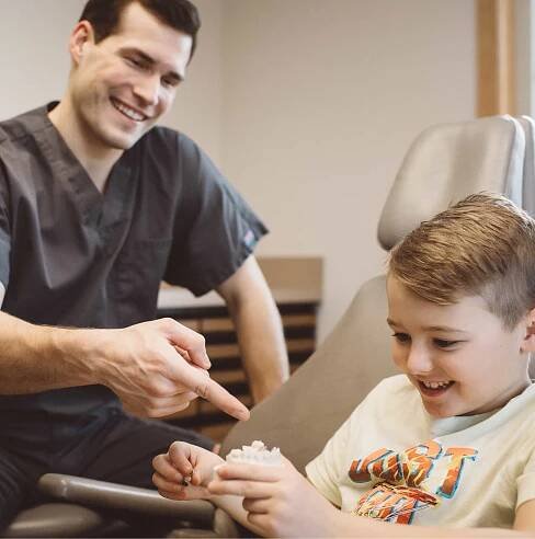Dr. David Janet with young boy at Lodi Family Dental